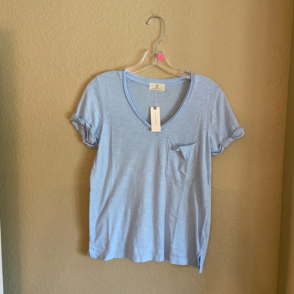 T.La Anthropologie Classic V-Neck Tee - Color Denim
